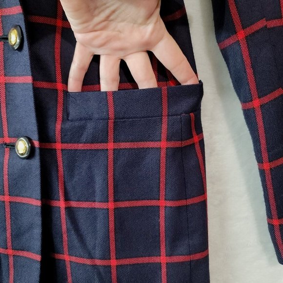 VTG Casual Corner Windowpane Plaid Blazer Womens Size 6 Gold Buttons & Pockets - Picture 5 of 16